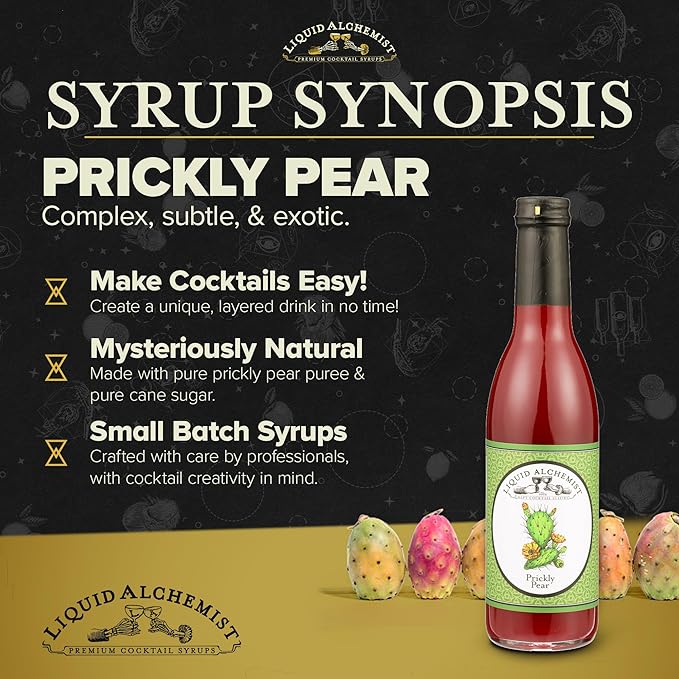 Liquid Alchemist Prickly Pear Syrup for Cocktails - Real Ingredients Make our Prickly Pear Puree a Perfect Margarita Mix - Our Vegan Drink Syrups are Non-GMO & Last up to 2 Years (12.7 oz)