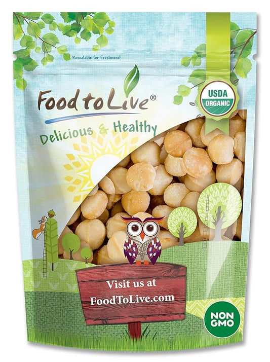 Food to Live Organic Dry Roasted Whole Macadamia Nuts with Himalayan Salt, 4 Pounds – Delicious and Nutritious Snack Made from Premium Non-GMO Nuts