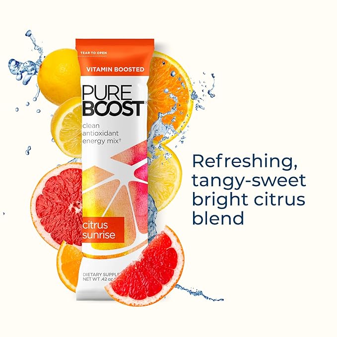 Pureboost Clean Energy Booster, Refreshing Energy Drink Mix with B12 Vitamins, Electrolytes