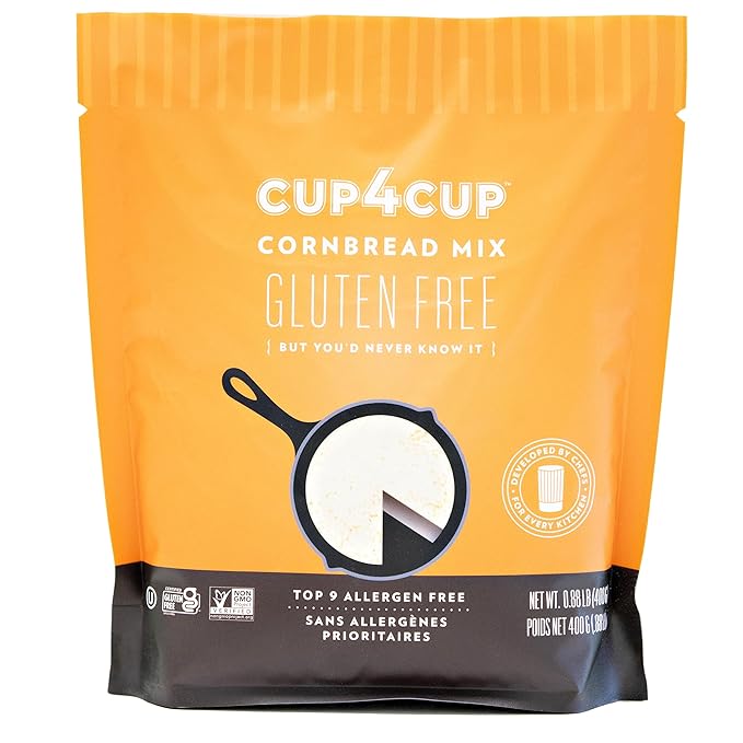 Cup4Cup Cornbread Mix, 0.88 Pounds, Certified Gluten Free, Dairy Free, Non-GMO, Kosher, Made in the USA
