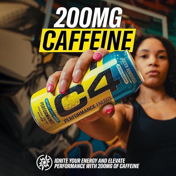 Cellucor C4 Performance Energy Drink | Zero Sugar Carbonated Preworkout Energy | 200mg Caffeine with Beta Alanine | Mango Foxtrot | 16 Fl Oz (12 Pack)