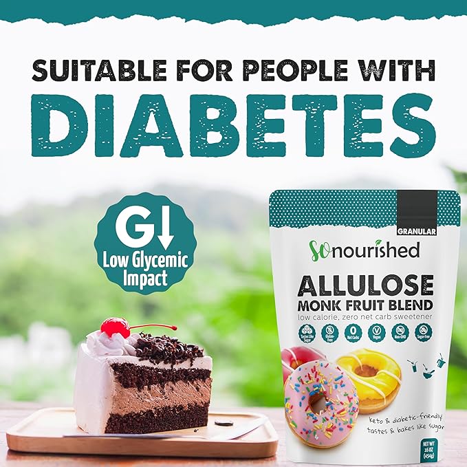 So Nourished Monk Fruit Sweetener with Allulose Granular - 1:1 Sugar Substitute, Keto - 0 Calorie, 0 Net Carb, Non-GMO (2.5 lb / 40 oz)