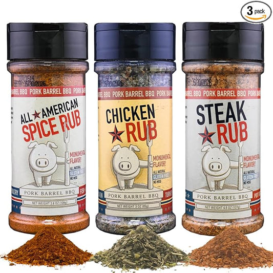 Pork Barrel BBQ Seasoning Rub Variety Pack | Gifts for Men| All Purpose BBQ Spice - No MSG, Gluten-Free, Zero Calorie | Great for Beef, Steak, Burgers, Pork, and Chicken