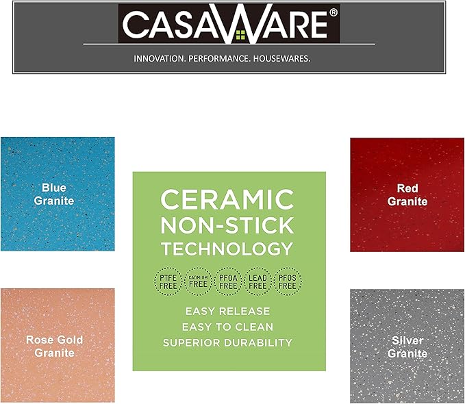 casaWare Grande Lasagna/Roaster Pan 18 x 12 x 3-Inch - Extra Large, Ceramic Coated NonStick (Red Granite)