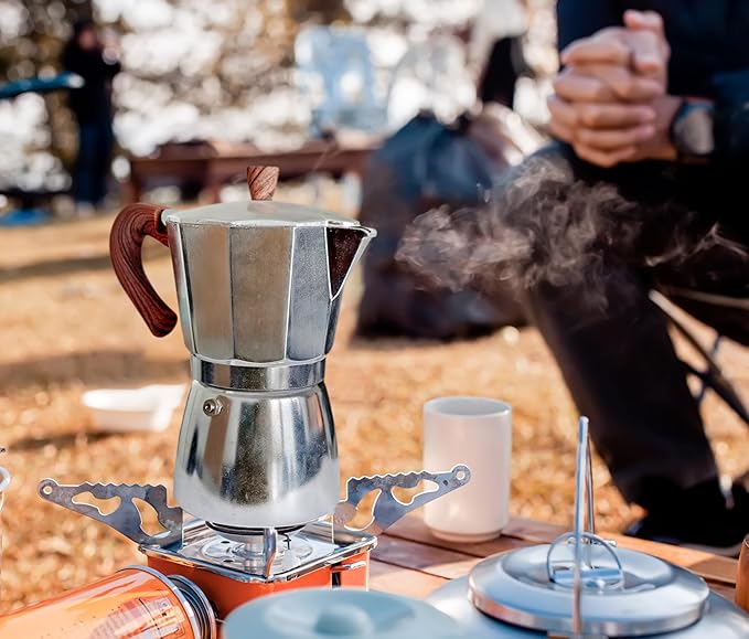 AGOGO Milano Moka Pot, Stovetop Espresso Maker, Greca, Coffee Percolator, Turkish Coffee Maker with Paper Filter 6 Cup Original Silver
