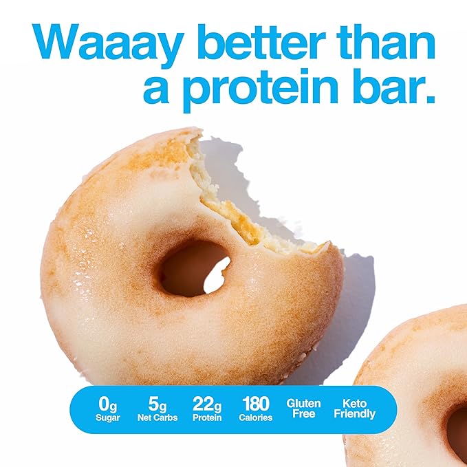 Legendary Foods 22gr Protein Donuts - Glazed Vanilla 8x (2 Donuts per Pack), High Protein, Zero Sugar, Gluten Free and Low Carb, Keto Friendly Snack, Healthy Donut for GLP-1, Diabetic, Bariatric Diets