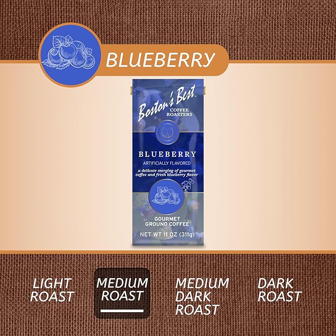 Boston???Best Coffee - Blueberry Flavored Coffee, Delicious Gourmet Premium Ground Coffee, 11 oz. / 311 g Bag
