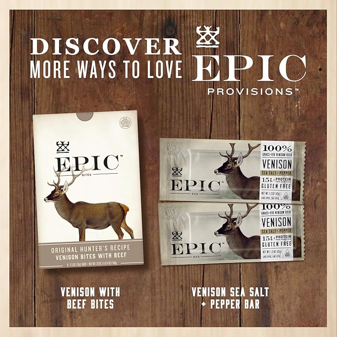 EPIC Venison & Beef Strips, Keto Friendly, Whole30, 20 ct, 0.8 oz Strips