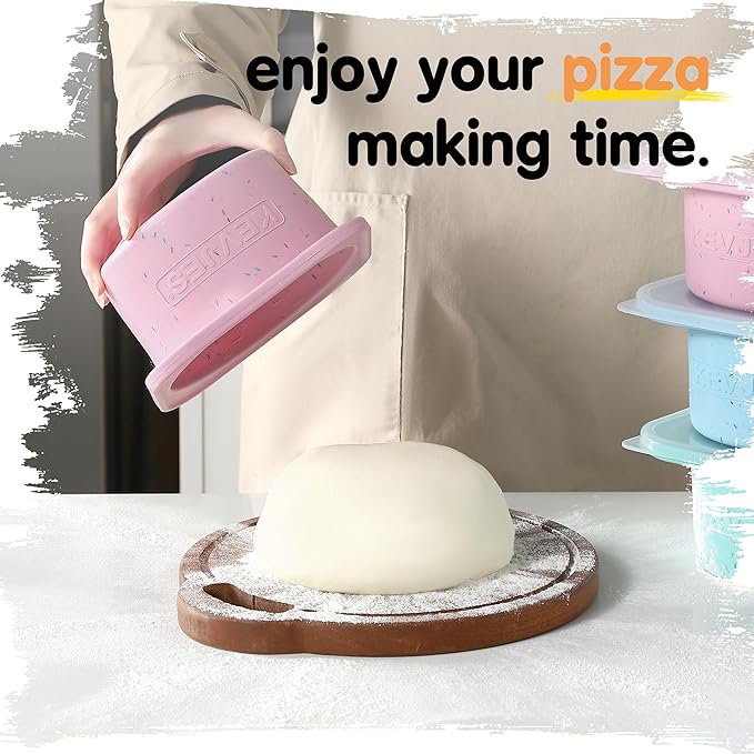 1000ml PLUS Pizza Sourdough Proofing Containers with Air-tight Lids for DIY family Artisan Pizza,Bread,Bagel-Food Grade Silicone -Dishwasher Safe-2 Pack (Cotton Candy-Sprinkles Pattern)