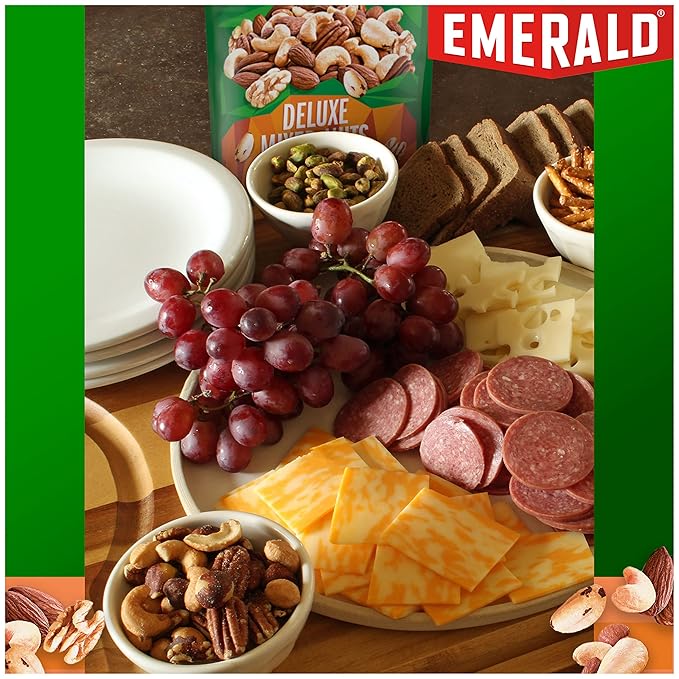 Emerald Nuts Deluxe Mixed Nuts (1-Pack), Features Roasted and Salted Nuts, Including Almonds, Cashews, Walnuts, Brazil Nuts and Pecans, 5oz Resealable Bag