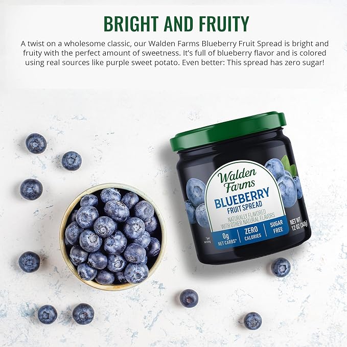 Walden Farms Fruit Spread Variety Pack Blueberry, Raspberry & Strawberry Fruit Flavors – Zero Calorie, Low Carb, Keto-Friendly, Vegan, Sugar-Free – 3-Pack, 12 oz Bottles
