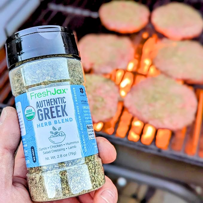FreshJax® Organic Greek Seasoning – 2.8 oz | Mediterranean Herb & Spice Blend for Cooking, Lamb, Chicken, Gyros, Veggies & Grilling | Non-GMO, Gluten-Free, Keto, Paleo
