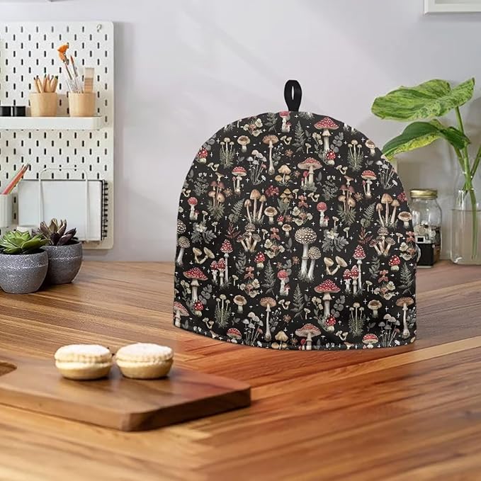 Mushroom Forest Tea Cozy Protective Tea Pot Keep Warm Cover Insulated Teapot Cover with Top Handy Loop Domed Tea Cosies