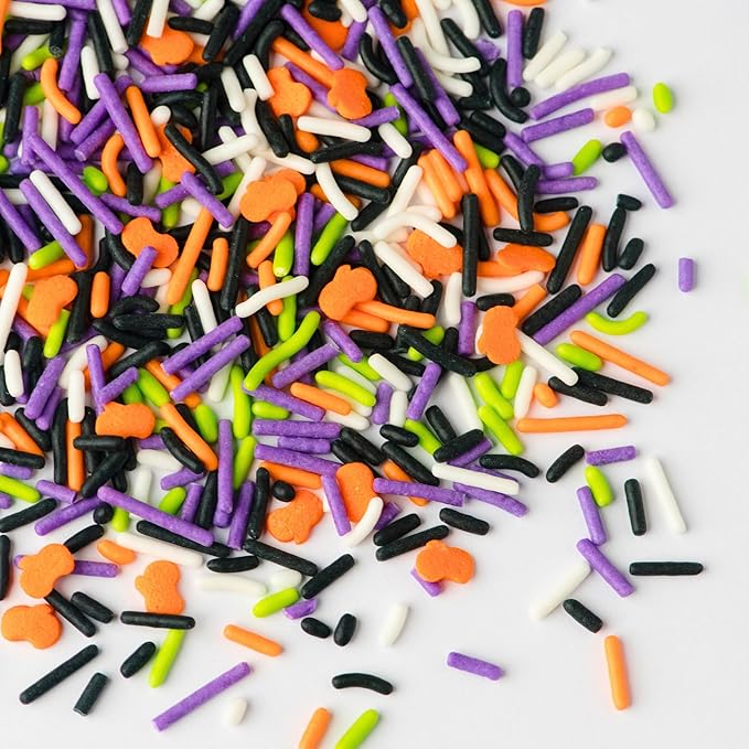 Sweets Indeed Bulk Halloween Sprinklefetti Mix ??1.2 lb Jar | Edible Sprinkles in Orange, Purple, Green, White & Black | Bulk Sprinkle Mix for Cookies, Cupcakes, Cakes & Party Desserts