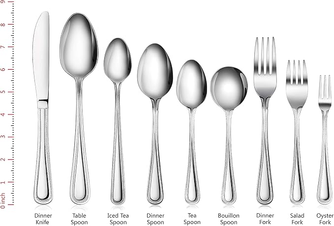 New Star Foodservice 58543 Bead Pattern, 8/0 Teaspoon, 6.3-Inch Set of 12