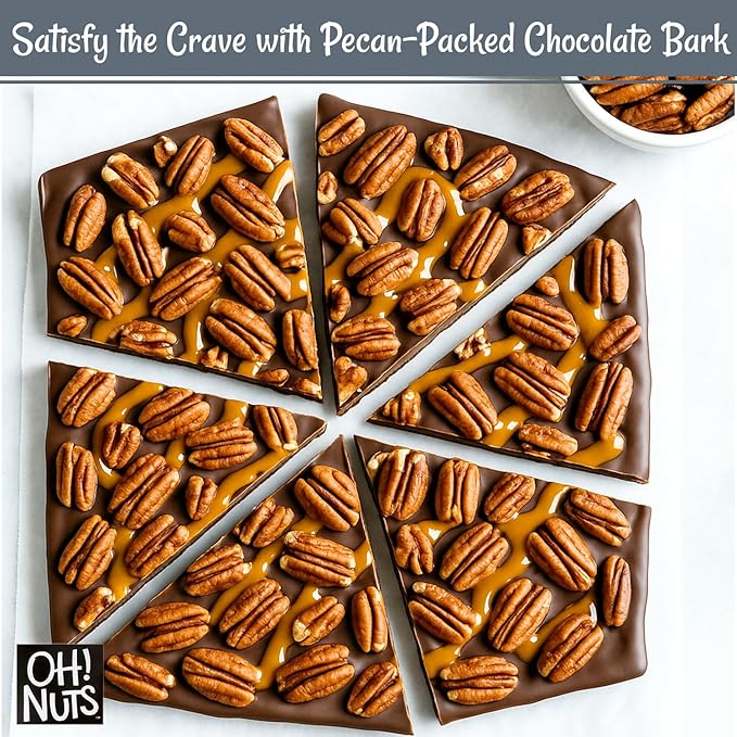 Oh! Nuts Pecans Dry Roasted Salted - All Natural Salted Pecans Halves - 2 lb Bulk Bag - Oil-Free Crunchy Snack