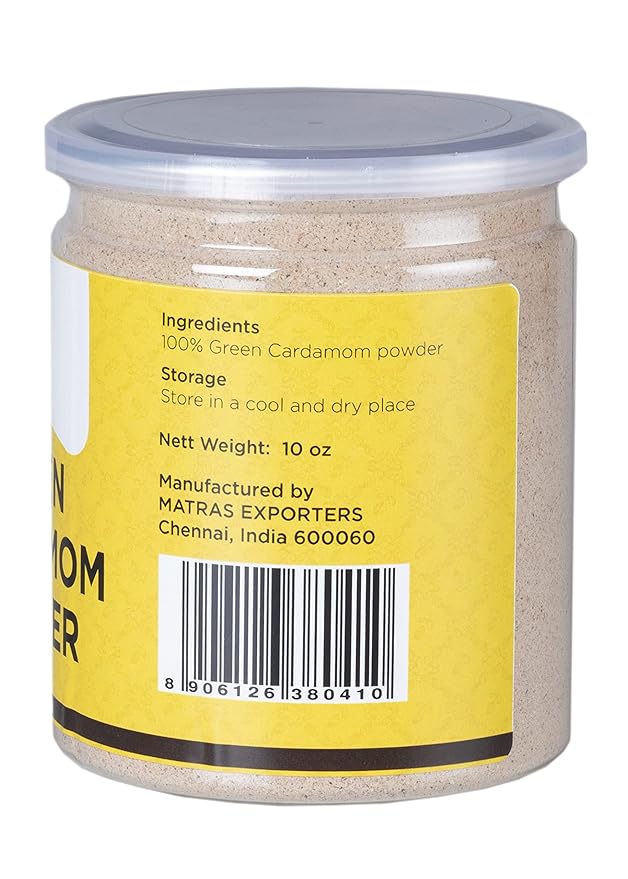 Green Cardamom Powder 10 oz (283g) | Great Flavour & Aroma for Baking, Coffee, Tea and Curries | Cardamom Ground Powder from Fresh Cardamom Seeds | Elettaria Cardamomum (l.) Maton | By Yogi's Gift ®