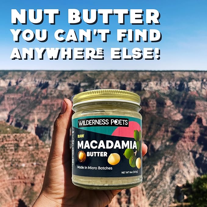 Wilderness Poets, Raw Macadamia Nut Butter - Vegan, No Salt (8 Ounce) - Glass Jar