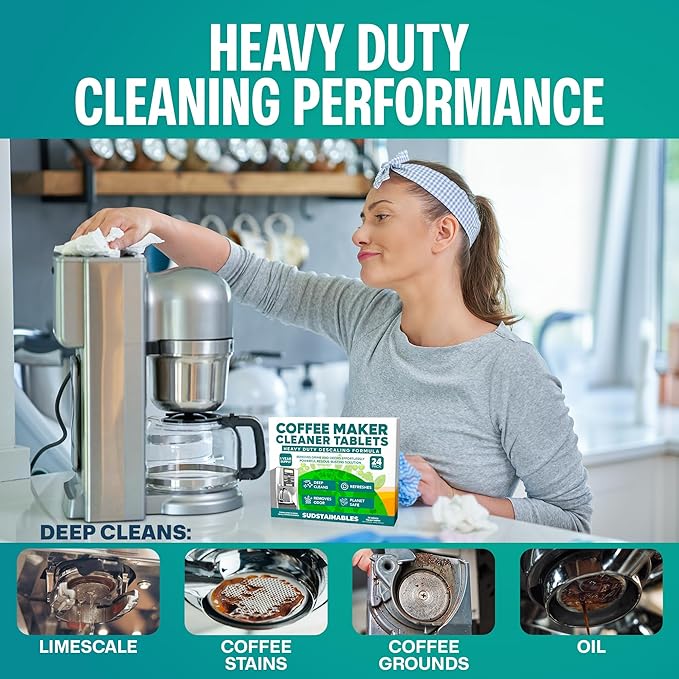 Coffee Maker Cleaner Tablets ??Descaling & Cleaning Solution for Coffee Makers, Pot, Espresso Machines ??Compatible with Breville, Miele, Keurig, DeLonghi, Nespresso & More ??Removes Stains & Oils