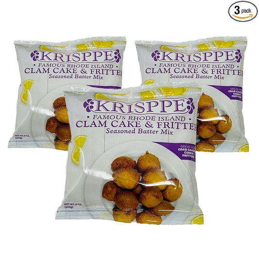 Krisppe Famous Rhode Island Style Clam Cake and Fritter Seasoned Batter Mix (3 Pack)