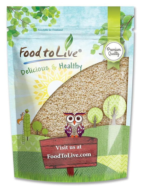 Food to Live - Hulled Sesame Seeds, 4 Pounds Whole Raw White Sesame Seeds, Kosher and Vegan, Unroasted, Bulk Sesame. High in Magnesium, Iron, and Calcium.