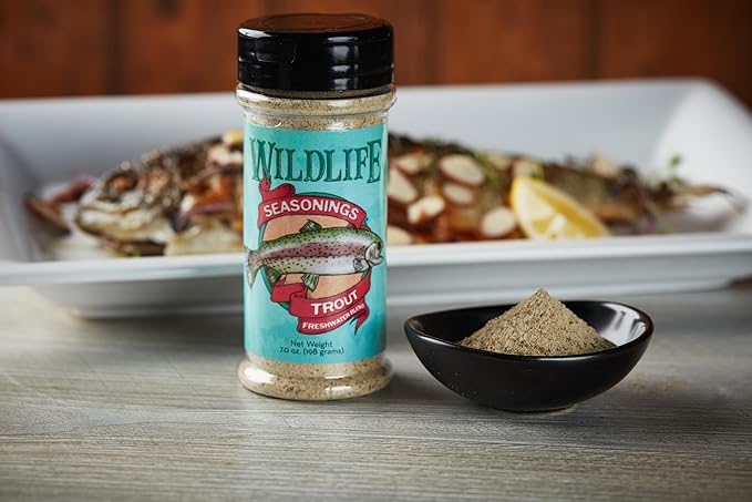 Wildlife Seasonings Trout Freshwater Blend ??Premium Dry Rub & Grilling Seasoning for Trout, Meat, & Vegetables ??Perfect Steak Marinade & Stuffing Seasoning ??Enhance Fish