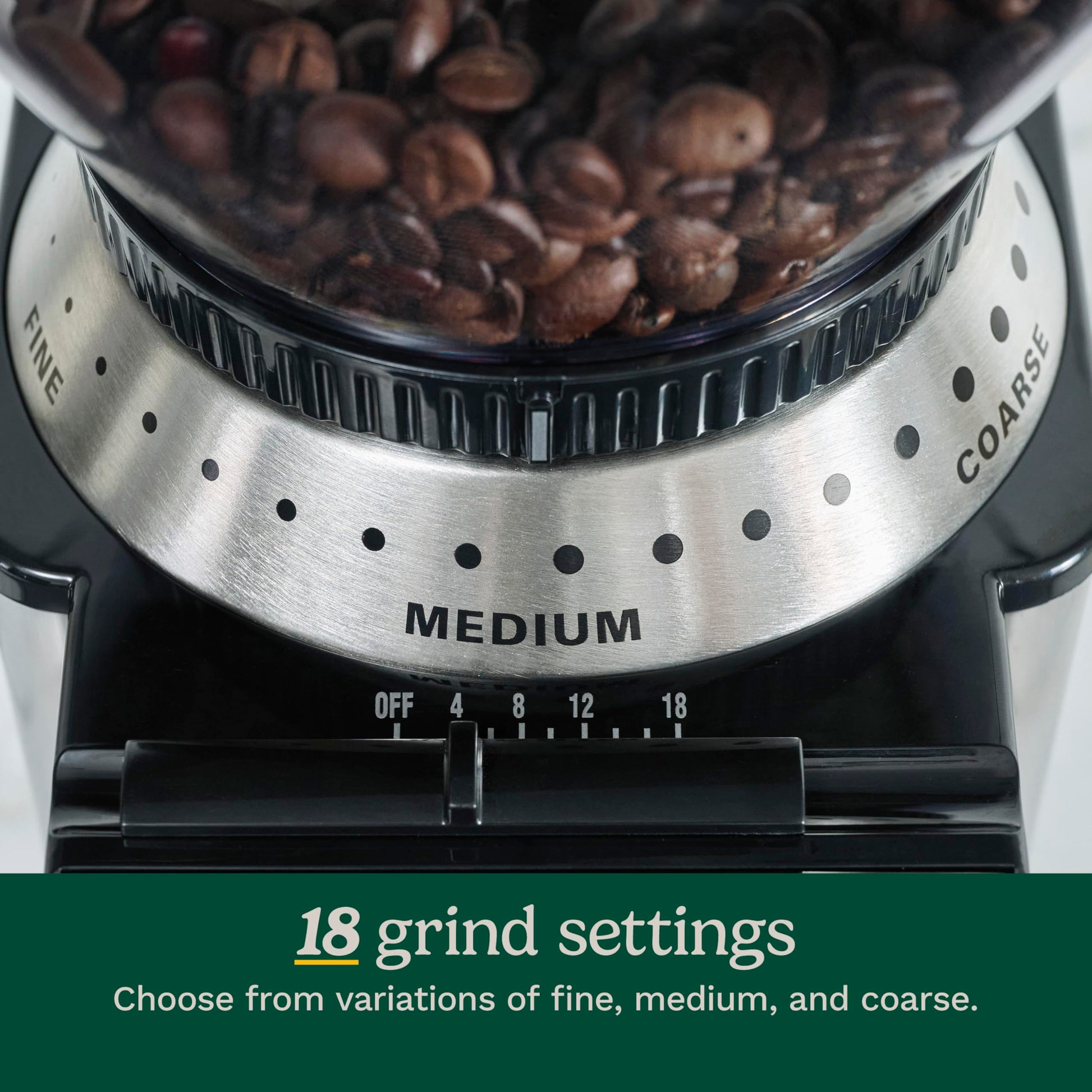 Cuisinart Electric Burr Coffee Grinder, 18-Position Selector, 4-18 Cups