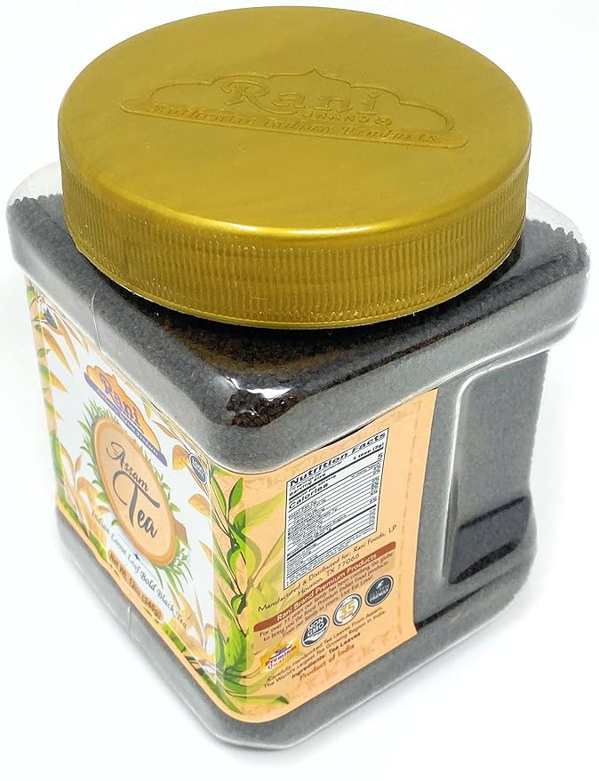 Rani Assam Tea (Indian Loose Leaf Bold Black Tea) 12oz (340g) PET Jar ~ All Natural | Vegan | Gluten Friendly | Salt & Sugar Free | NON-GMO | No Colors | Indian Origin