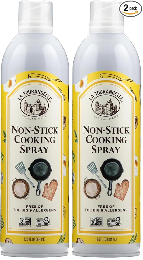 La Tourangelle, Non Stick Cooking Spray, Expeller Pressed Oil, Non Aerosol, For Neutral Flavor, Medium to High Heat, 13 Fl Oz (Pack of 2)