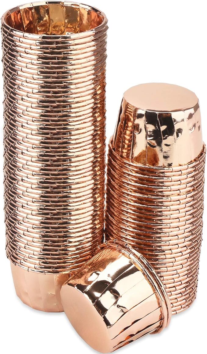EUSOAR Aluminium Cups for Baking, 100pcs 3.5 oz Disposable Aluminum ramekins, Foil Cupcake Baking Cups Muffin Liners Cupcake Ramekin Holder for Wedding Birthday Party