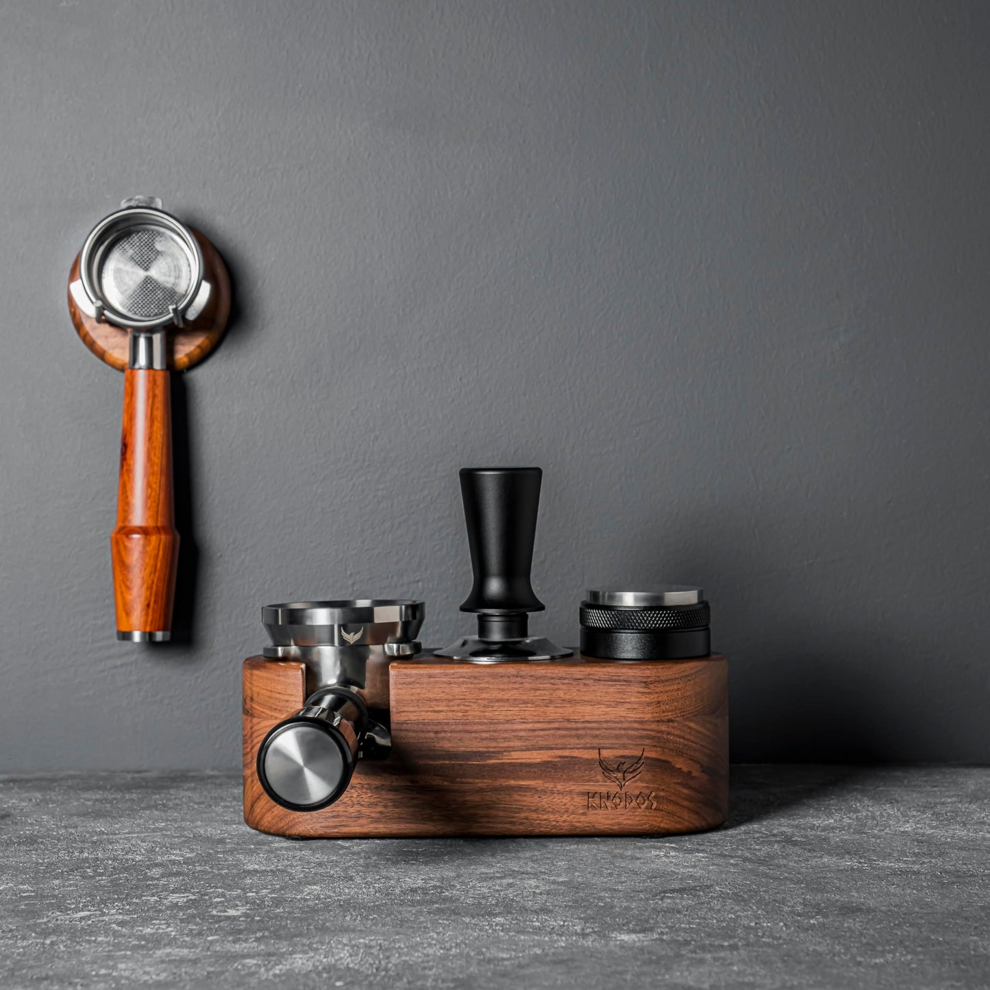 KNODOS Espresso Tamping Station 54mm For Breville Espresso Machine Accessories,Rosewood Portafilter