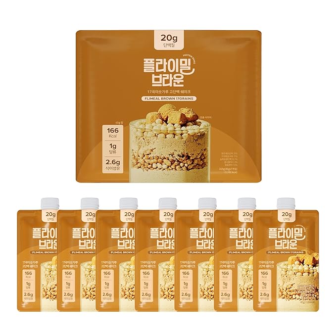 Brown 17Grains Protein Shake, 20g Protein, Low Sugar, Keto-Friendly Meal Replacement Shake, 1.59oz, 7packs, With Crunchy Protein balls