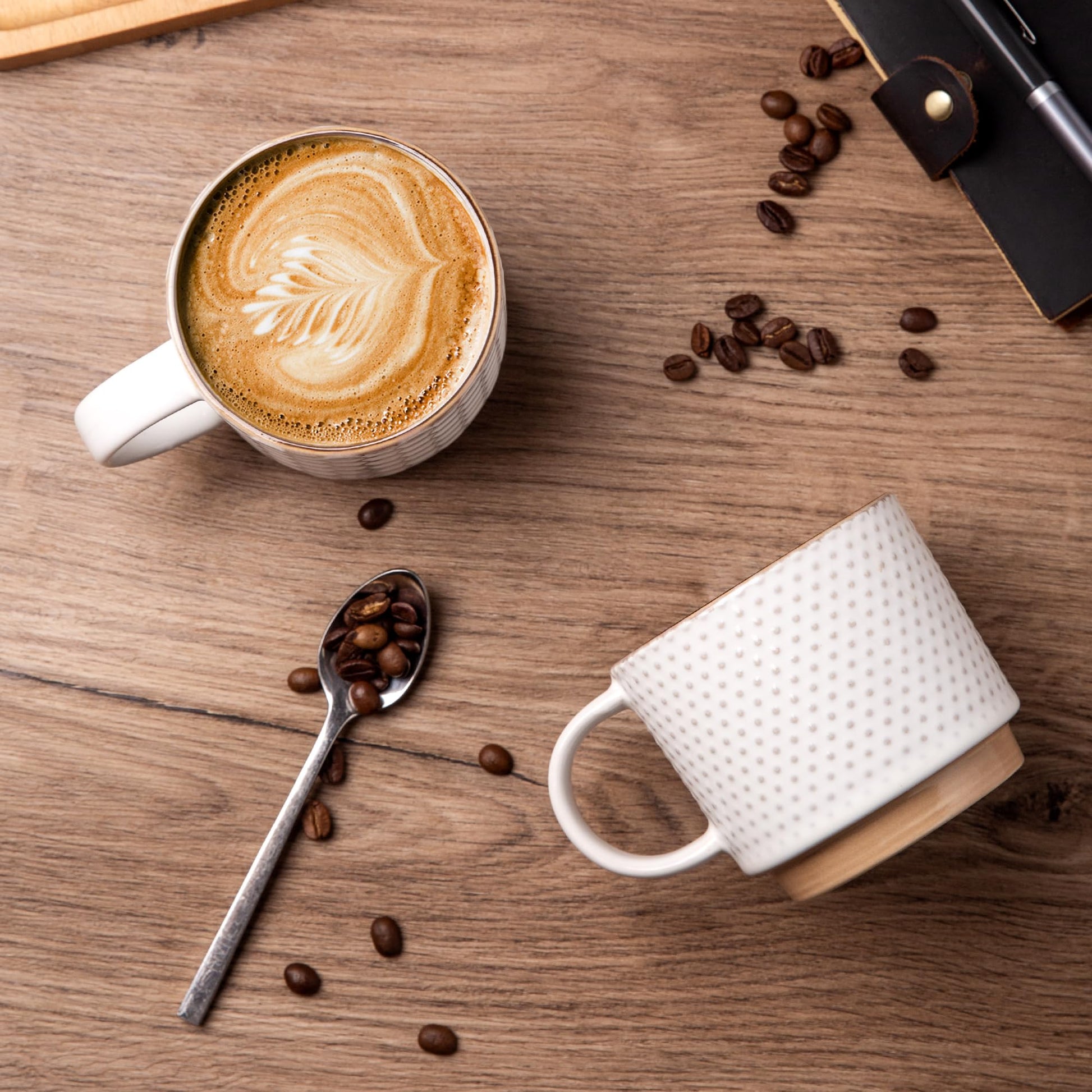 GBhome 12 OZ Stackable Coffee Mugs Set of 4, Ceramic Coffee Cups Set