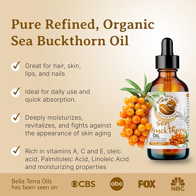 Bella Terra Oils Pure Sea Buckthorn Oil ??1gallon, Enhances Hair and Skin Appearance, Rich in Nutrients, Non-Greasy, Quick Absorbing