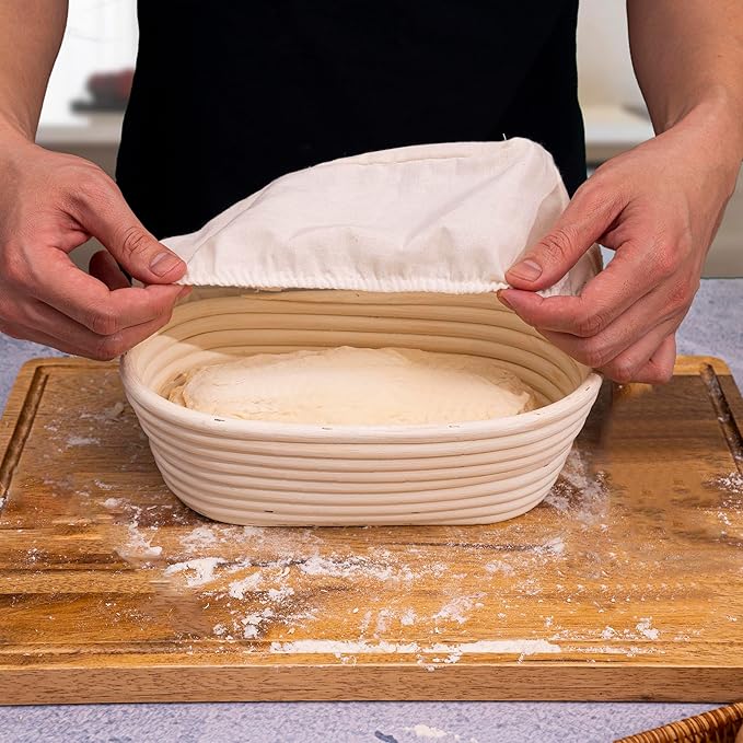 Bread Proofing Baskets Set of 2, Banneton Shaped Dough Proofing Bowls starter kit sourdough bread baking supplies Bread (set 2 10"x6")