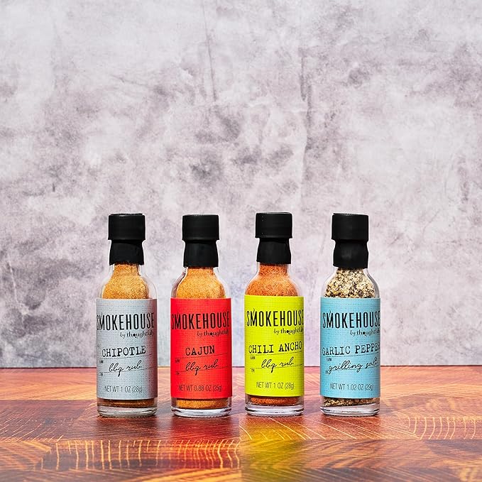 Smokehouse by Thoughtfully, Smokehouse Barbecue Rubs Gift Set, Flavors Include Cajun, Caribbean, Memphis and Southwest, Set of 4