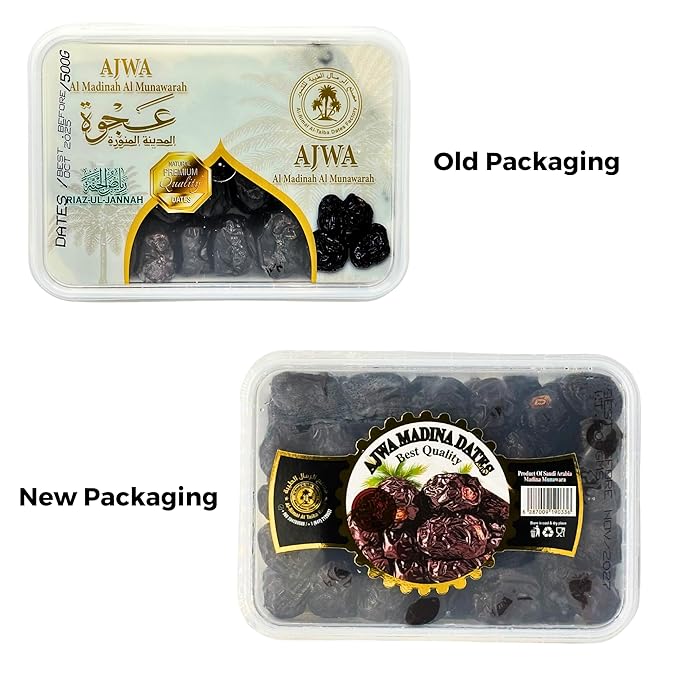 Premium Ajwa Dates 1.1lb (500g) – Halal, Vegan, Gluten-Free Superfood | High Fiber, Natural Sugar Snack | All-Natural Healthy Food