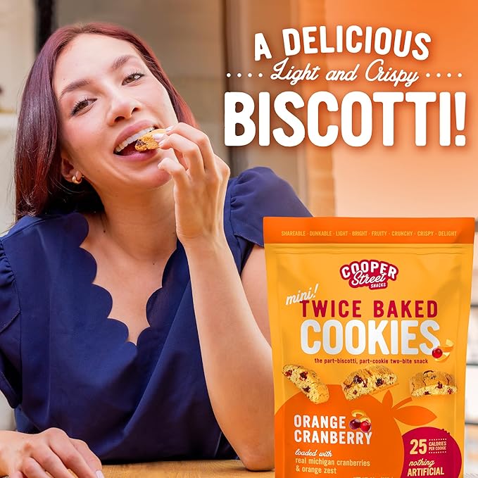 Cooper Street Twice Baked Mini Biscotti Italian Style Cookies - 5 Pound of Orange Cranberry Gourmet Cookies Ideal With Coffee Or Tea | Peanut and Dairy Free Low Sodium Breakfast or On-The-Go Snack