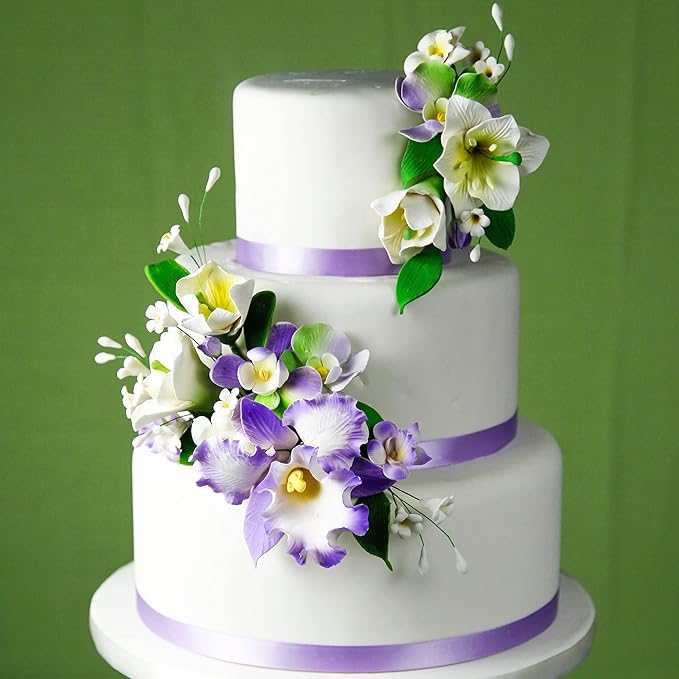 Global Sugar Art Cattleya Orchid Arched Spray Sugar Cake Flower, Violet, 1 Count by Chef Alan Tetreault