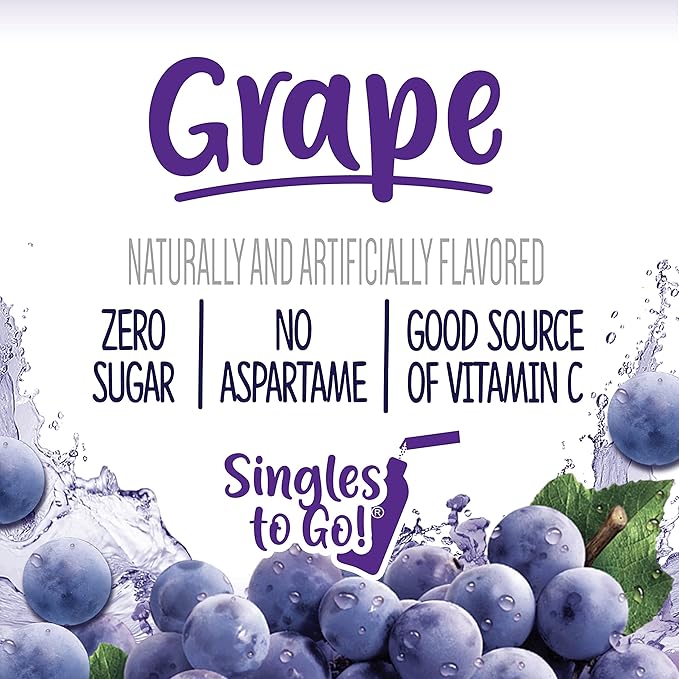 Welch's Singles To Go Water Drink Mix - Grape Powder Stick Packets (12 Boxes with 6 Packets Each - 72 Total Servings)