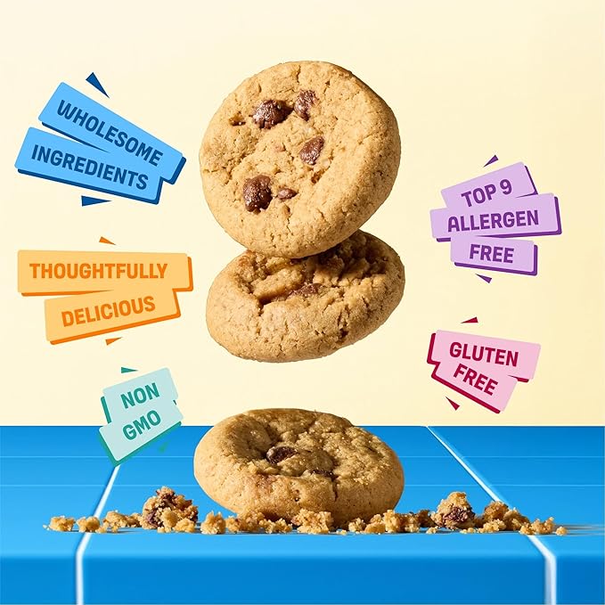 Partake Gluten Free Soft Baked Chocolate Chip Cookies - Vegan - Free From the Top 9 Allergens Including Dairy, Wheat, Soy, Eggs, & Peanuts - Non GMO - Safe School & Office Snack (1 Pack, 5.5oz Box)