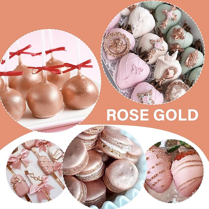 Edible Glitter Spray - 20g Luster Dust Edible Glimmer Powder for Sparkling Cocktails, Cake, Cupcakes, Wine, Beverage - Food Grade Shimmer Dust Powder for Baking, Drinks, Cookies Decoration (Rose Gold)