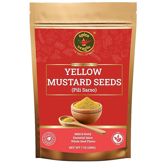 Spice Magic Yellow Mustard Seeds ??Whole | Bold, Earthy Flavor for Pickles, Curries & Spice Blends ??7 oz Resealable Pouch (7 OZ, Yellow Mustard Seeds)