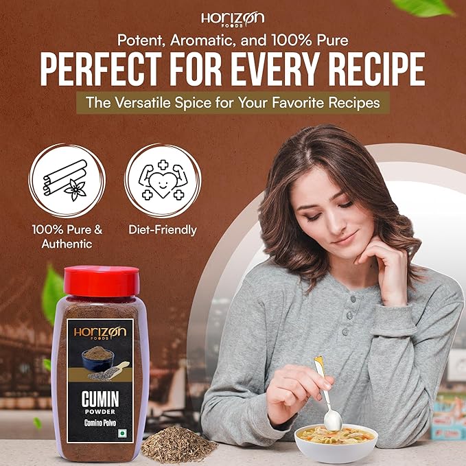 Horizon Foods Premium Red Chili Powder - 200g Indian Spice Blend for Tikka Masala Sauce, Mexican Oregano & Mixed Vegetables. Perfect Seasoning with Guajillo Chiles & Ancho Chili Flakes in Your Indian Spice Box (200g, Ground Cumin Powder)