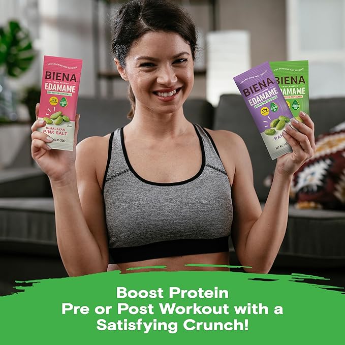 Biena Crispy Roasted Edamame Beans Snack ??High Protein Low Carb Snack for Adults & Kids, 12g-13g Protein per Serving - Made w/Avocado Oil ??Vegan, Gluten-Free ??18-Pack 1.05oz Variety Pack