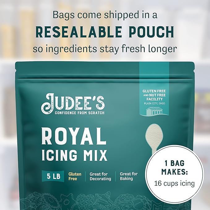 Judee's Royal Icing Mix for Cookies - 5 lb - For Decorating and Baking - Just Add Water - Non-GMO, Gluten-Free and Nut Free - Meringue Powder for Royal Icing