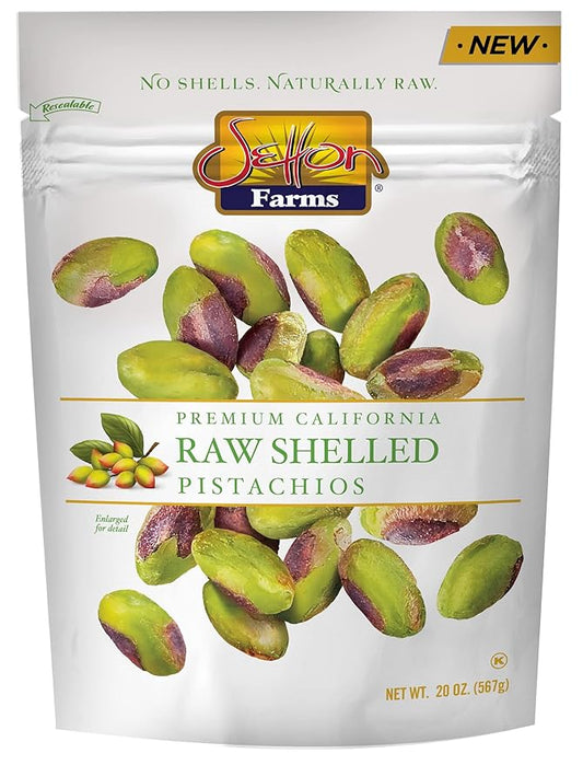 Setton Farms Naturally Raw Shelled Pistachios 20 oz Value Bag, No Shell Pistachios, Non-GMO Project Verified, Certified Gluten Free, Vegan and Kosher, Heart Healthy Snack, 20 Oz (Also perfect for making Dubai Chocolate)