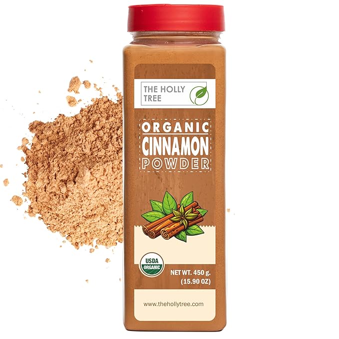 Organic Cinnamon Powder 15.90 oz - Organic Ground Cinnamon Bulk Spice - USDA Certified, Gluten Free, Kosher - For Baking & Cooking - The Holly Tree