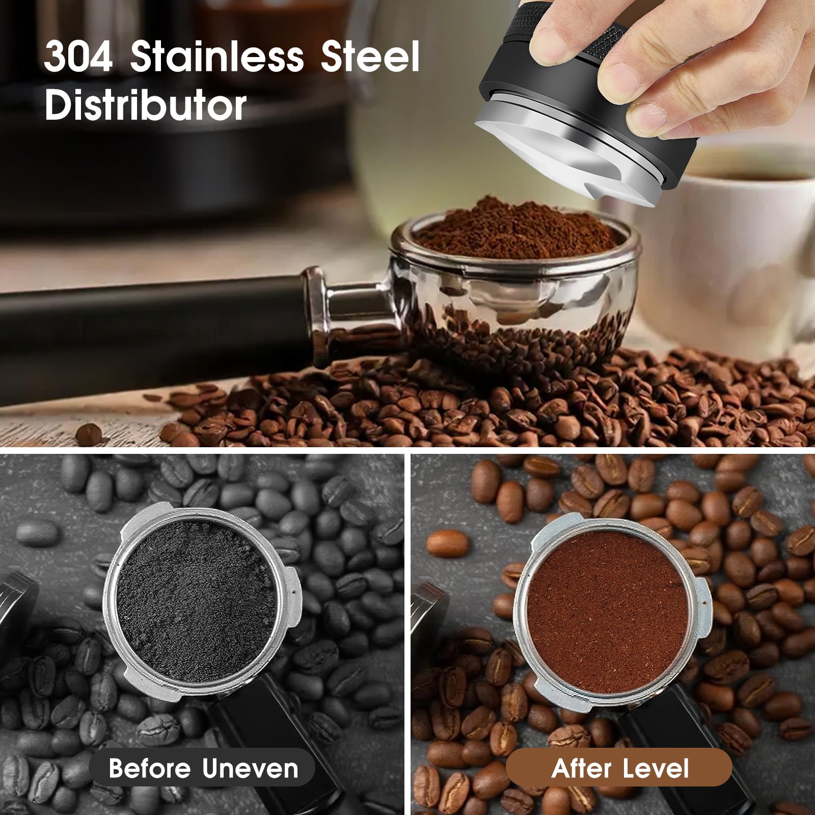 Reoszeank 51mm Espresso Accessories Kit, Distributor, Tamper, Dosing Funnel