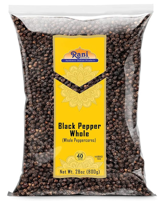 Rani Black Pepper Whole (Peppercorns), Premium MG-1 Grade 28oz (1.75lbs) 800g ~ All Natural | Gluten Friendly | Non-GMO | Kosher | Product of Vietnam | Perfect size for Grinders!
